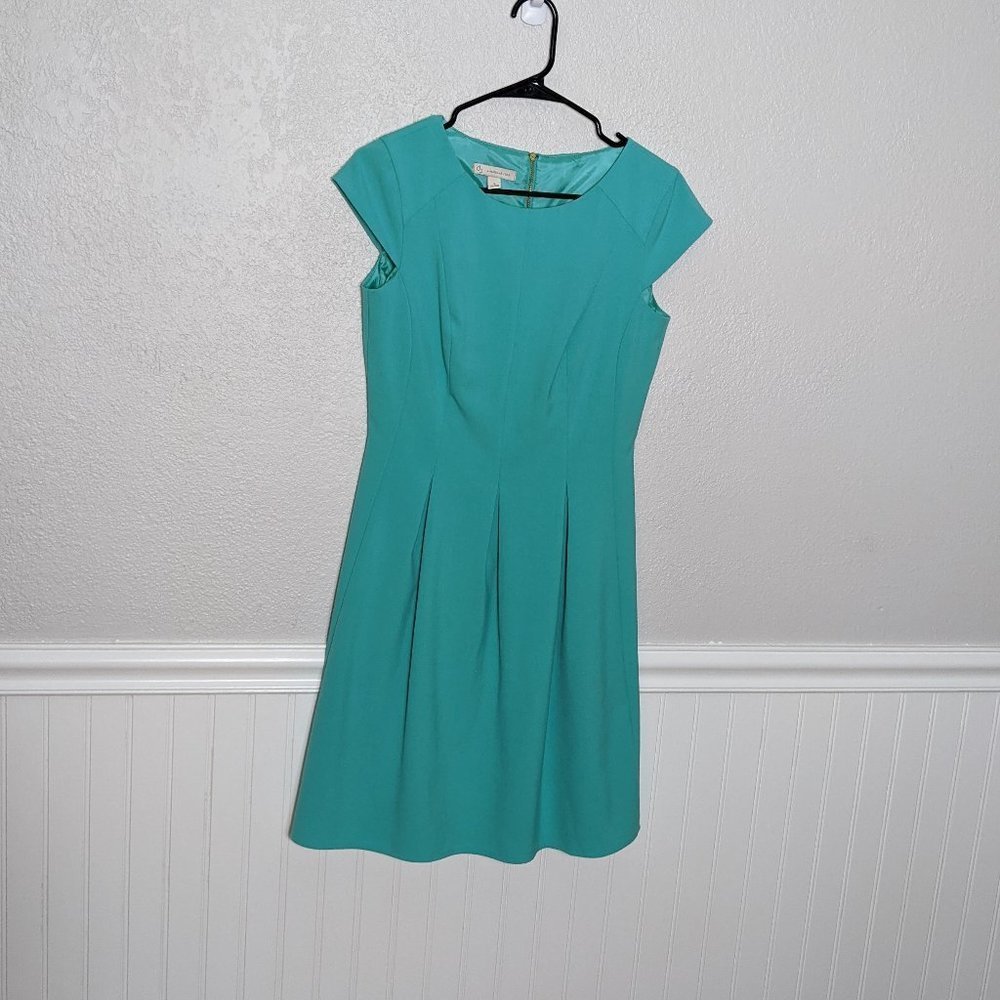 Dress Barn Cap Sleeve Pleated Waist Mint Dress 6